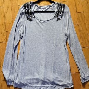 Gray sweatshirt with beaded detail